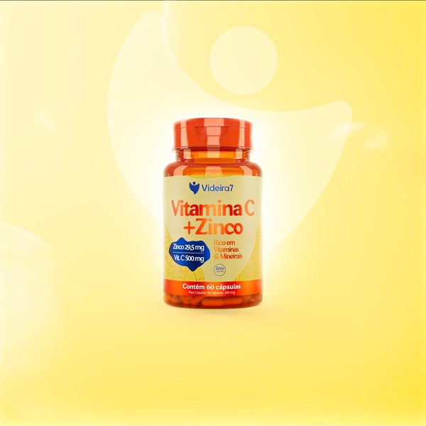 Vitamina C 500 Mg com Zinco 29,5mg - 60 Cápsulas - VIDEIRA7 - Imagem 2