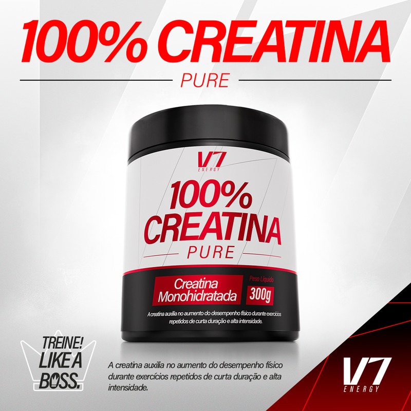 Creatina V7 Energy 300g Pura - Monohidratada - Aumento de Desempenho Físico - Imagem 2